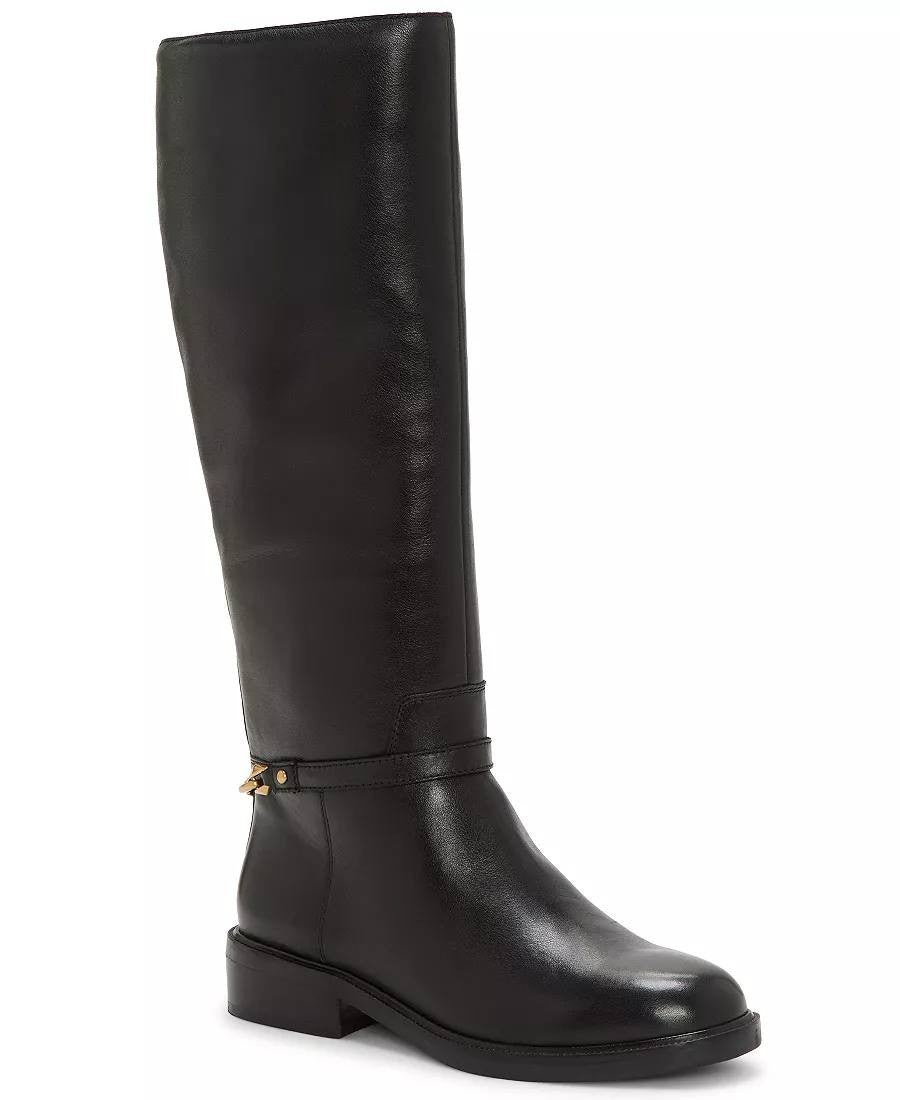 Vince Camuto Adria Boots 9M Black Leather Knee‑High Riding NIB msrp$259