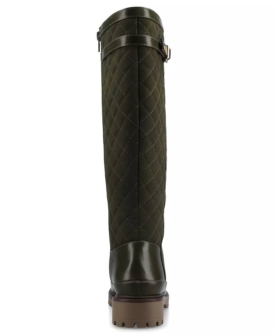 Journee Zemmie Boots 11M Olive PU Knee‑High Lug Sole Almond Toe NIB msrp$128