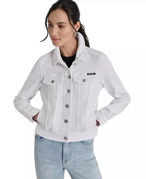 DKNY Jeans Button‑Down Denim Trucker Jacket White XL NWT $99