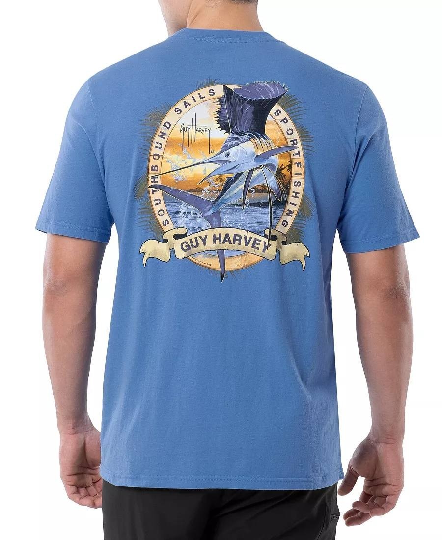 Guy Harvey Men’s Southbound Sails Graphic Pocket T‑Shirt White S/P $28 NWOT