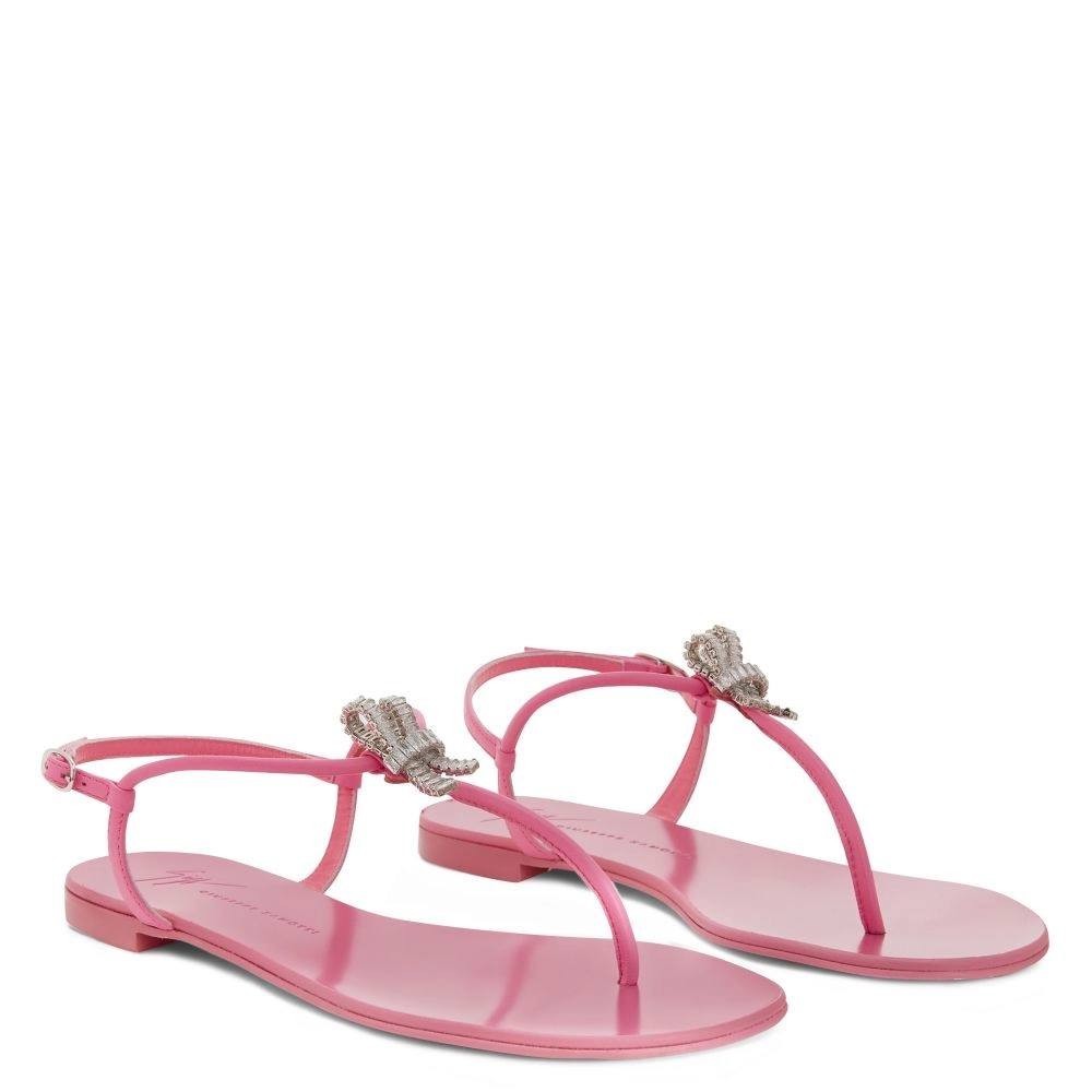 Giuseppe  Zanotti  Butterfly  Flat  Sandals  Neon  Pink  38.5  Pre‑owned