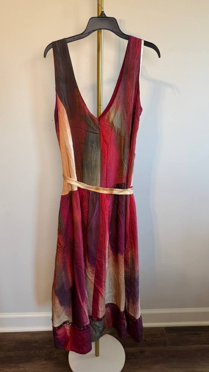 DKNY Abstract‑Print Midi Dress Red 10 NWT $159