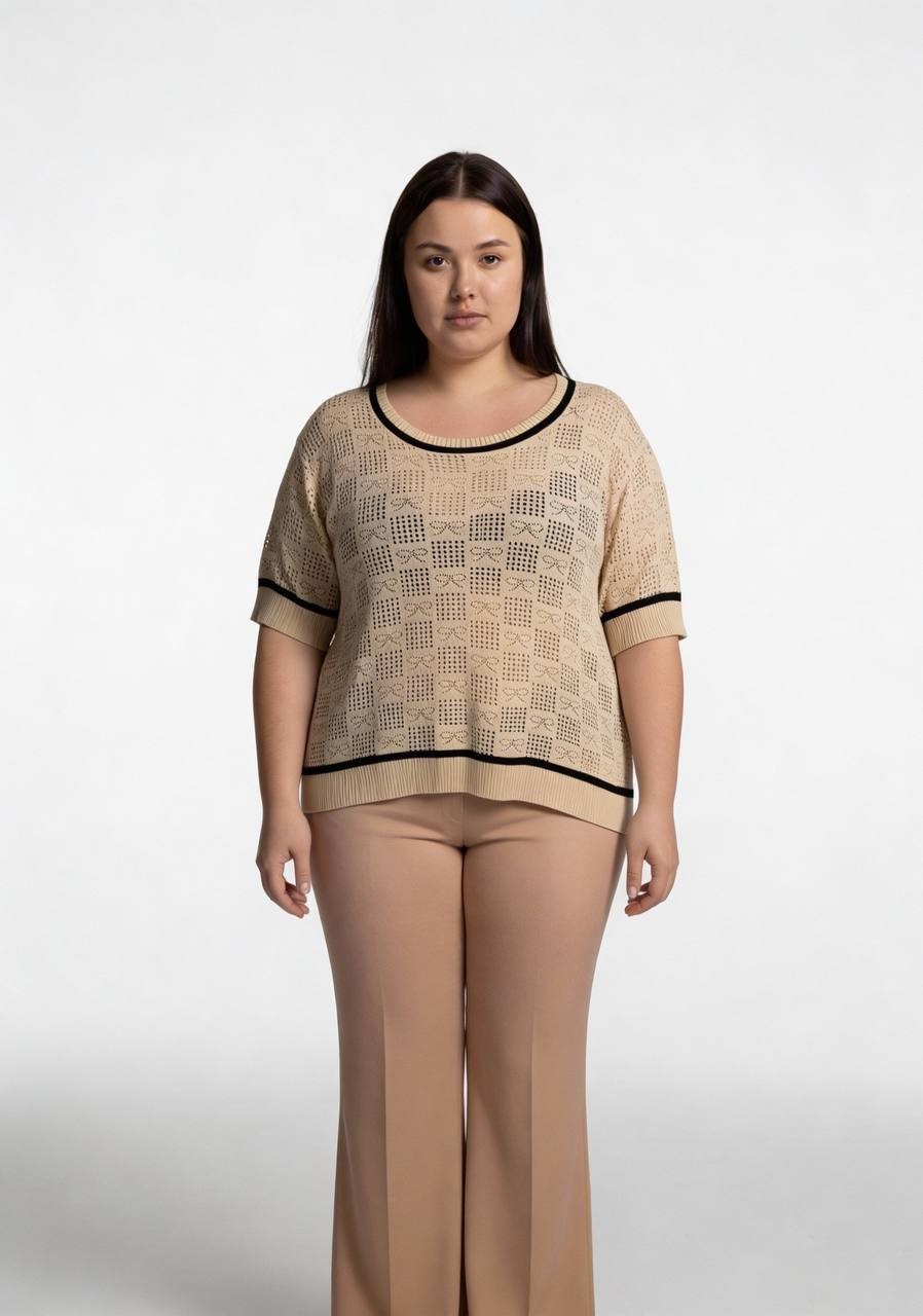 Belldini Knit Top – Size 2X – Sand Dollar/Black – NWT – $34