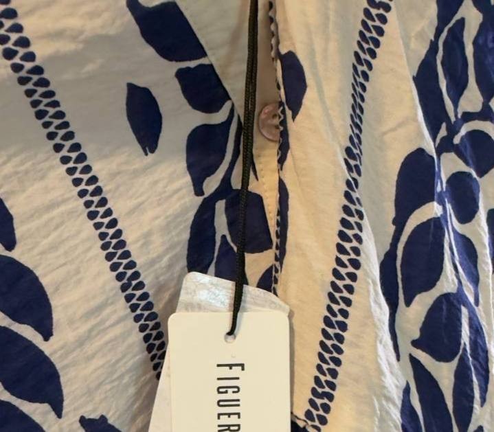 Figueroa & Flower 3/4 Sleeve Tier Babydoll A-Line Dress White/Navy L NWT $60