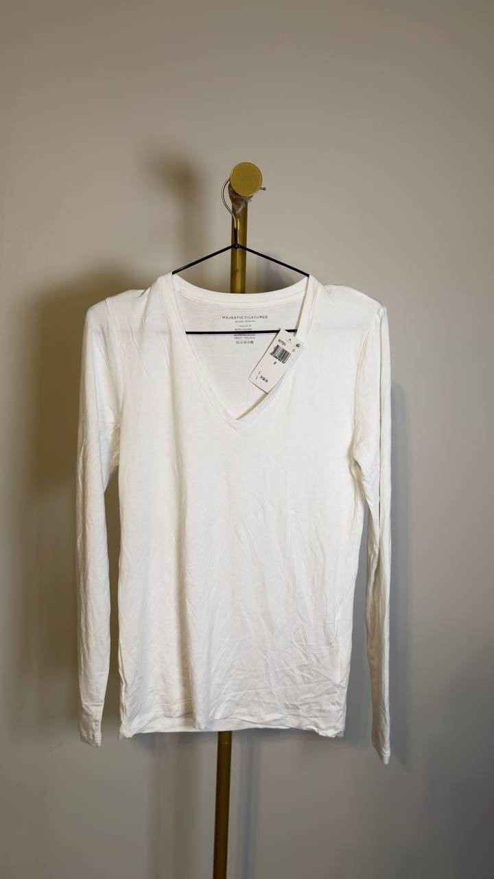 Majestic Filatures Women’s Soft Touch Long Sleeve T‑Shirt White 2 NWT $138