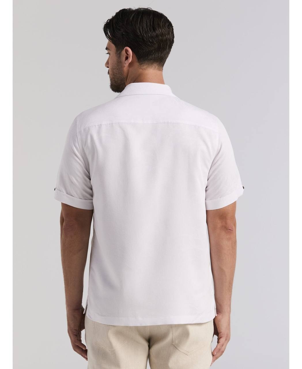 Cubavera Men’s Palm Print Jacquard Shirt White XXL $80 NWT Damaged