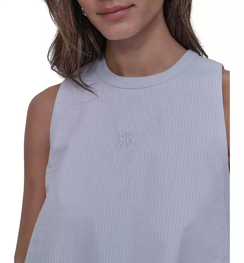 DKNY JEANS Striped Cotton Bubble‑Hem Sleeveless Top – Sky Blue– Size XL–NWT–$59