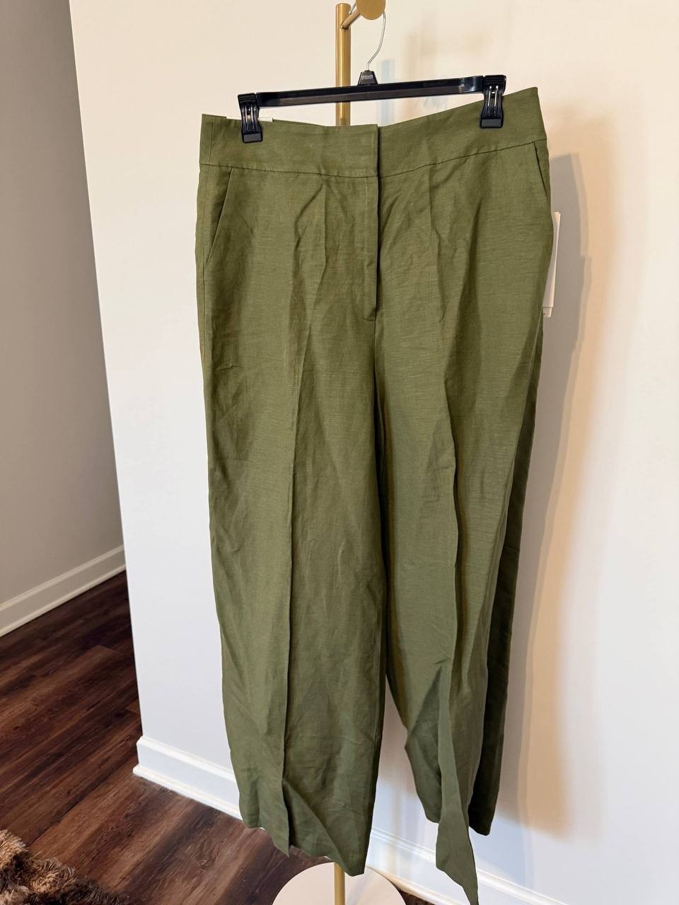 Calvin Klein High‑Rise Wide‑Leg Pants Olive Size16 NWT Modern Chic msrp$109