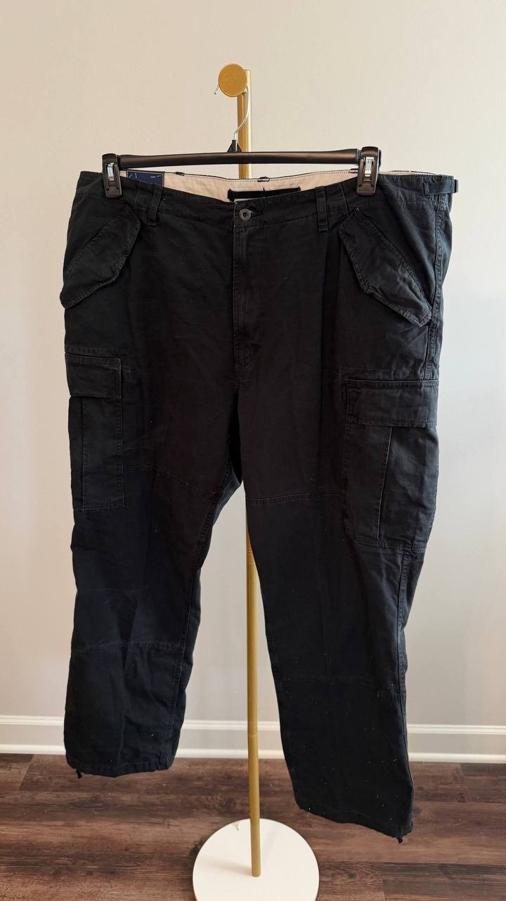 Polo Ralph Lauren Men’s Slub Canvas Slim Fit Cargo Trousers Black 44B/32 $238 NW