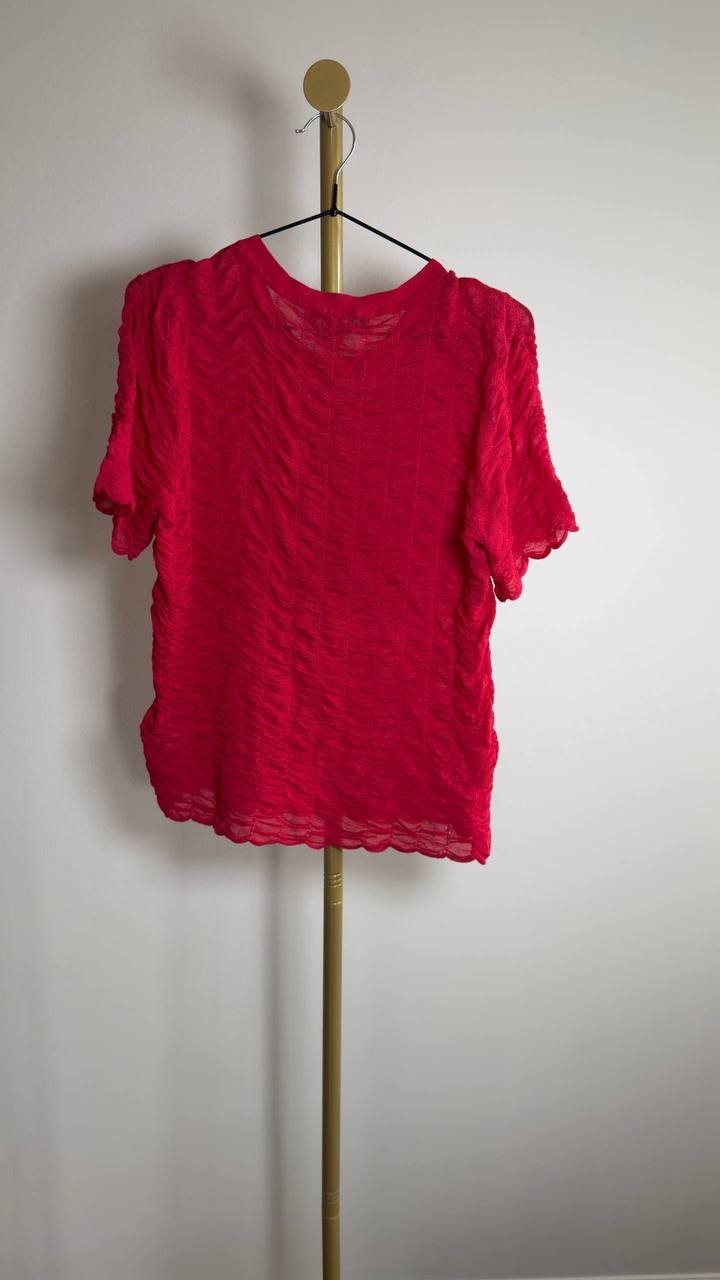 DKNY Women’s Short Sleeve Pucket Knit Top Red M NWOT $89