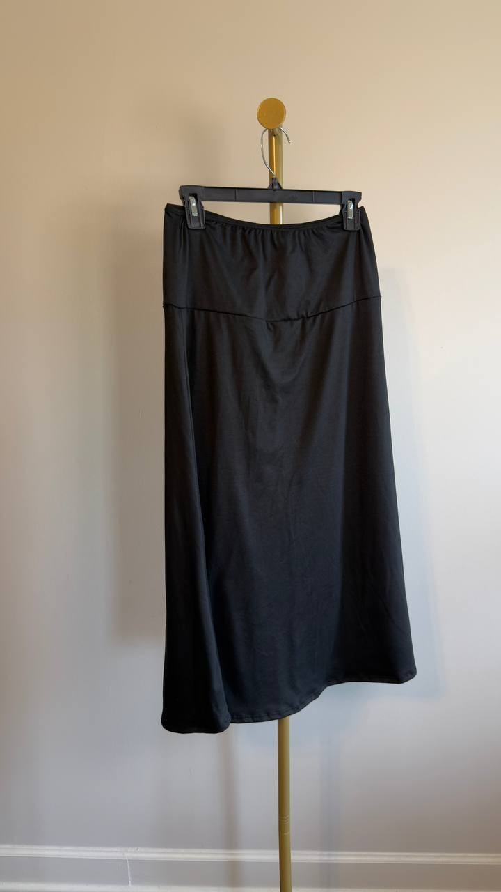 24Seven Comfort Apparel Elastic Waist Maxi Skirt Black PL NWT $52