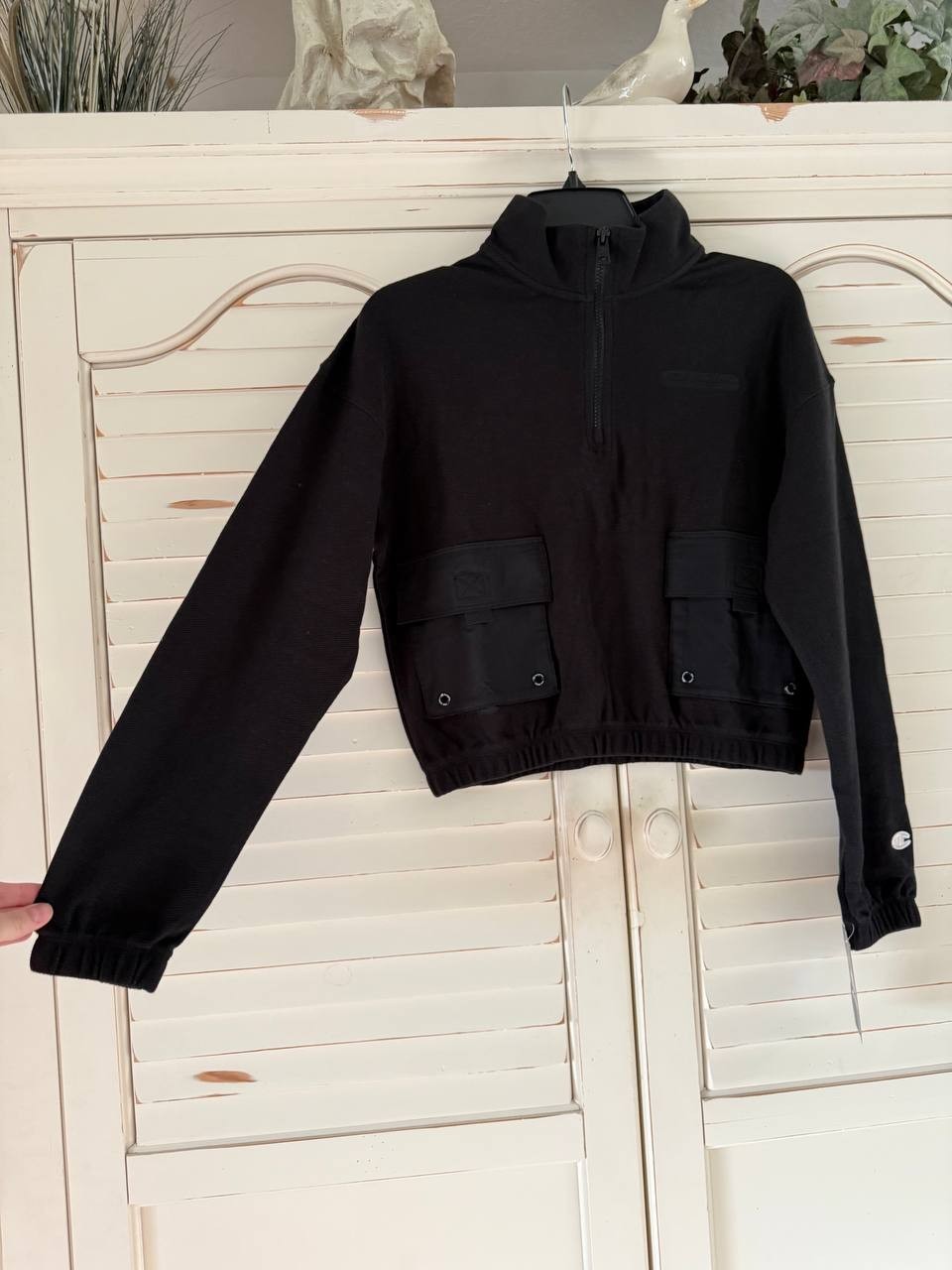 Champion Pullover Jacket – Size L – NWT  Black Campus Pique 1/4 Zip with Pockets