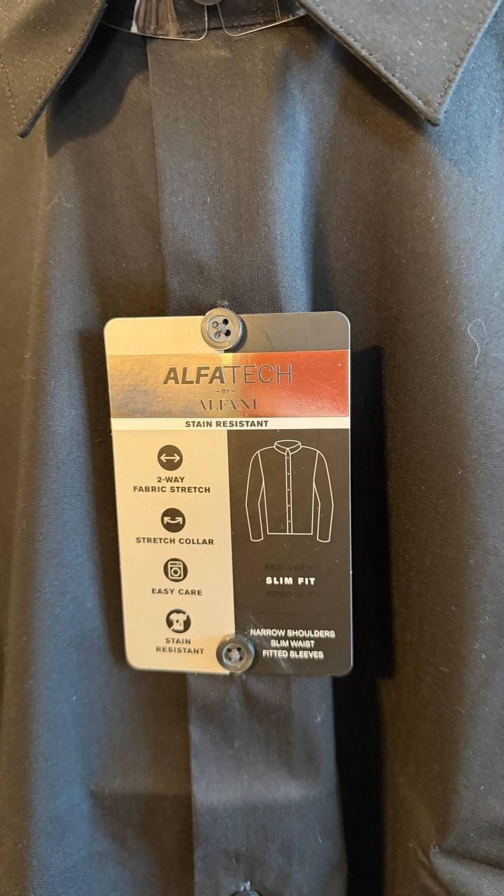 Alfani Men’s Slim‑Fit 4‑Way Stretch Dress Shirt Black XL $60 NWT