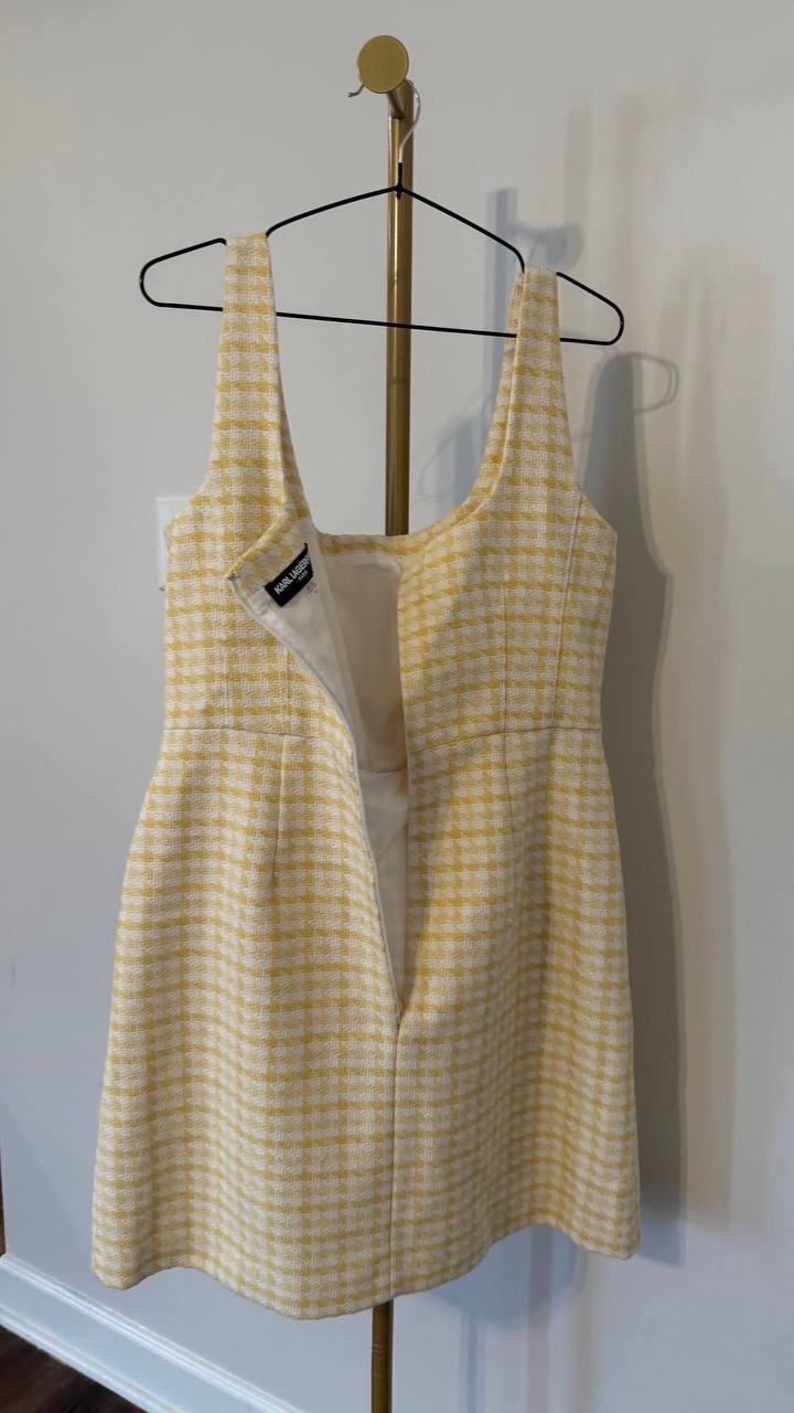 Karl Lagerfeld Paris Boucle Tweed Dress Sleeveless Square Neck Size 12 NWT