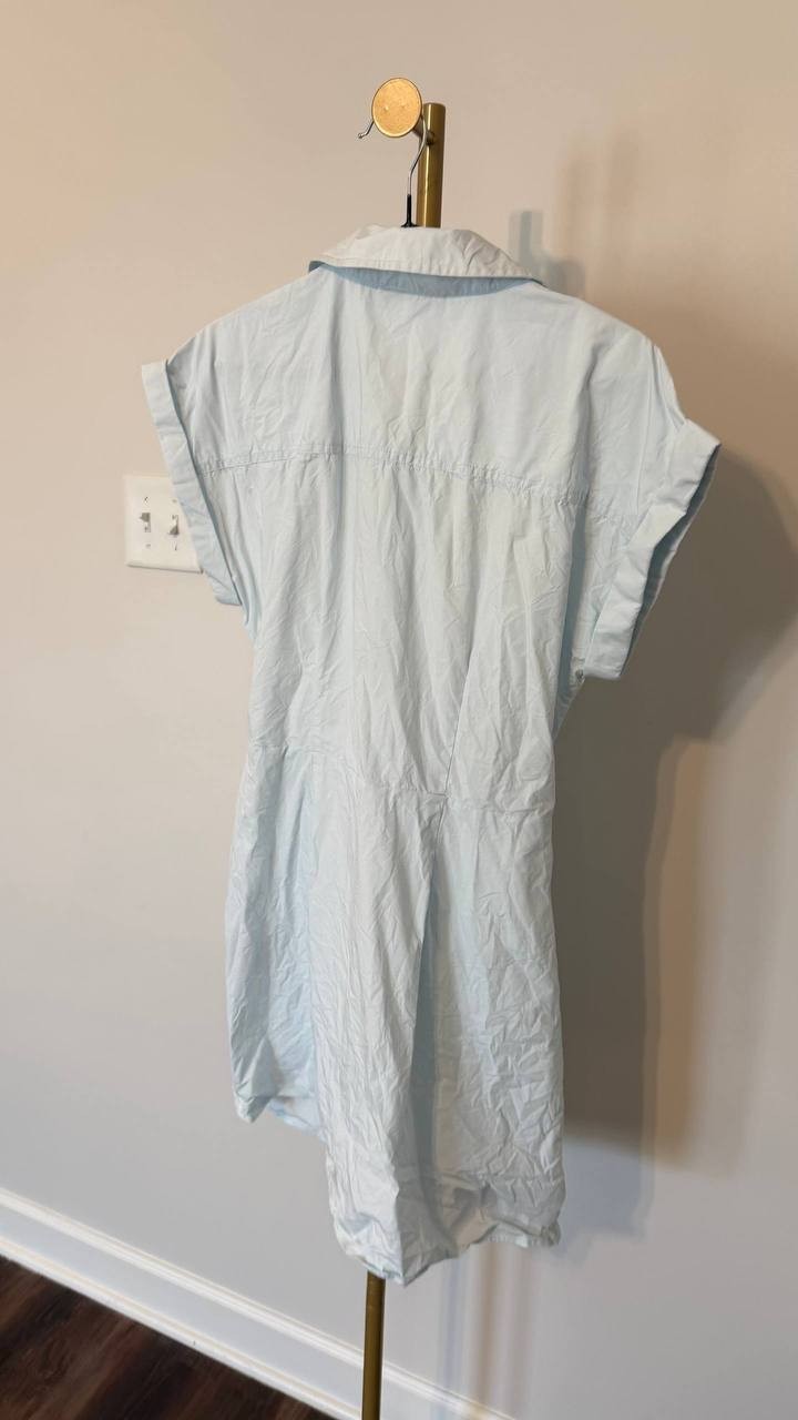 Bagatelle Collection Poplin Wrap Dress M NWOT Pale Sky Lightweight Chic msrp$119