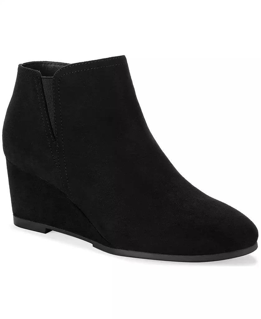 Style & Co Poppyy Wedge Heel Booties – Black – Size 6.5M – Microfiber–New in Box