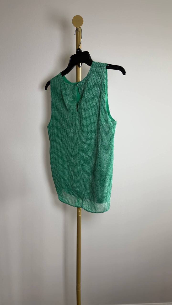 Calvin Klein Printed Chiffon Sleeveless Top Green XS NWT $79