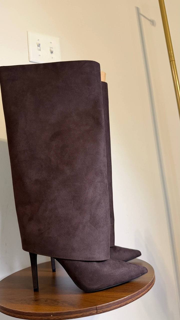 INC Intl Concepts Reach Truffle Faux Suede High Boots 8.5M NIB MSRP $129.90