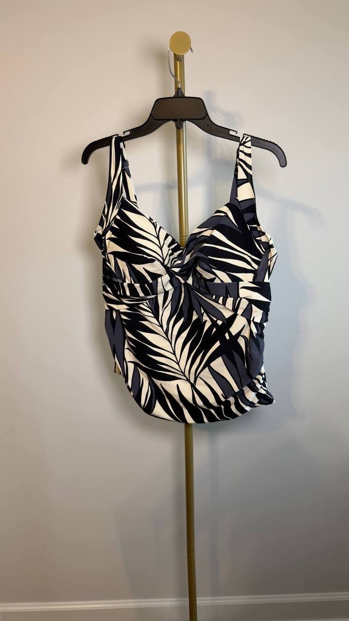 Anne Cole Plus Palm Chic Drape Front Underwire Swim Top Multi 18W NWOT $92