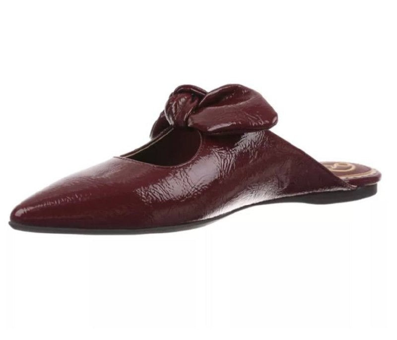Sam & Libby Marley Mules 8.5 Mahogany Pointed Toe Bow Slip‑On NIB msrp$70