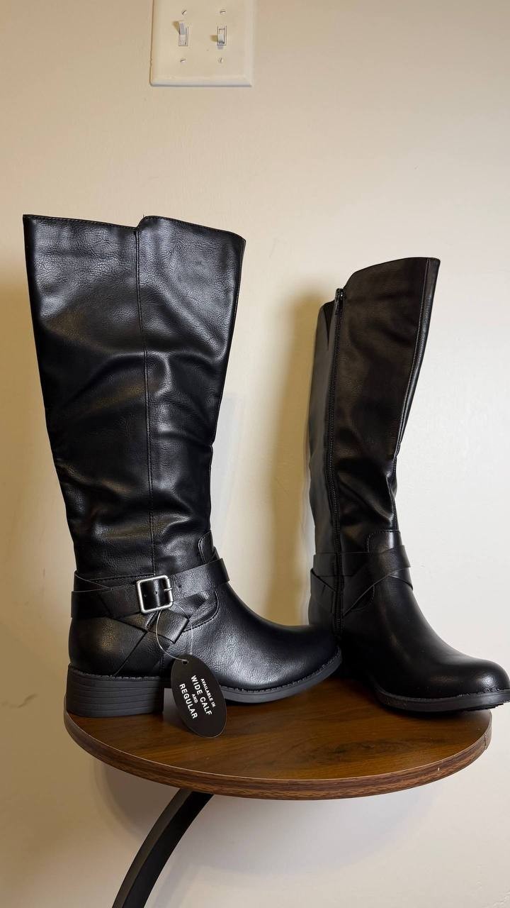 Style&Co Riding Boots 5.5M Black Man-Made Tall New in Box MSRP $79.90