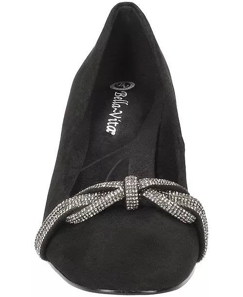 Bella Vita Marigold Pumps 8W Black Suede Square Toe Block Heel NIB msrp$115
