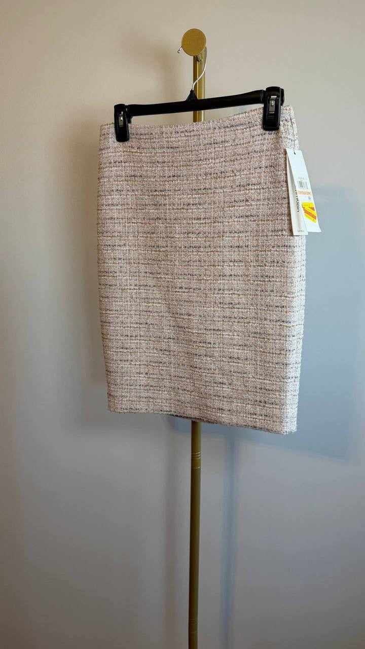Calvin Klein Women’s Tweed Pencil Skirt Soft Taupe Multi Size 2P NWT $89