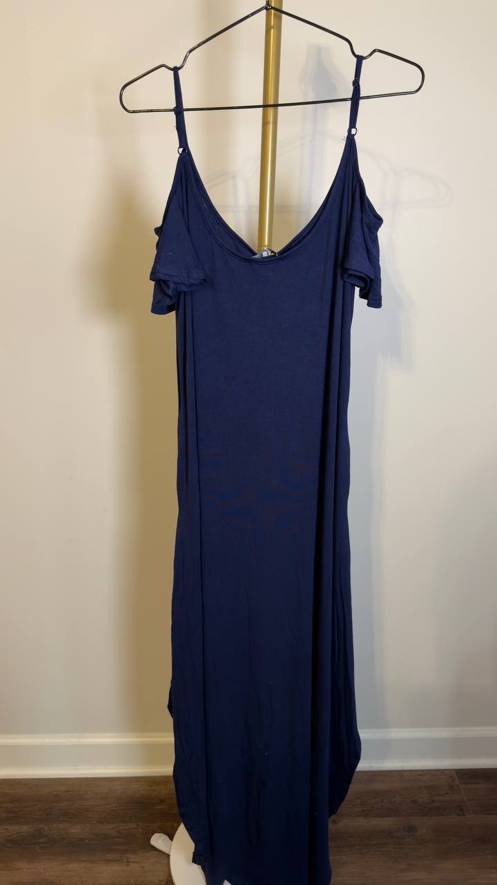 White Mark Women’s Cold Shoulder Maxi Sundress Navy XL NWT $64