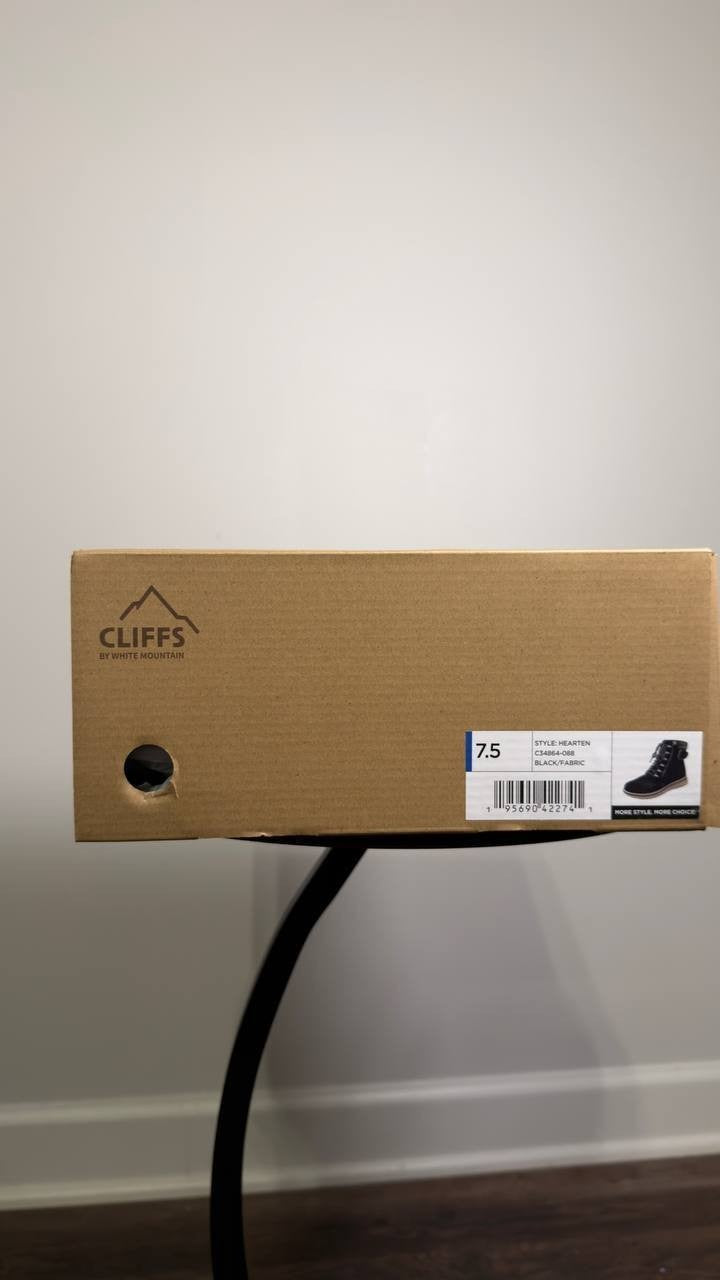 Cliffs  by  White  Mountain  Lace‑Up  Boots  Black  7.5  New  $89