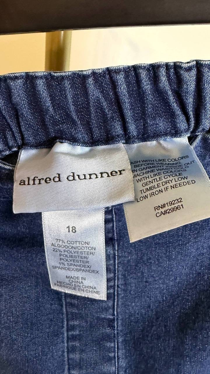Alfred Dunner Paneled Full Length Denim Skirt Medium Denim 18 $59.50 NWT