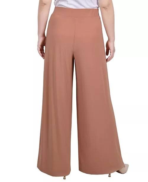 NY Collection Petite Pull‑On Wide‑Leg Palazzo Pant Camel PL NWT $44
