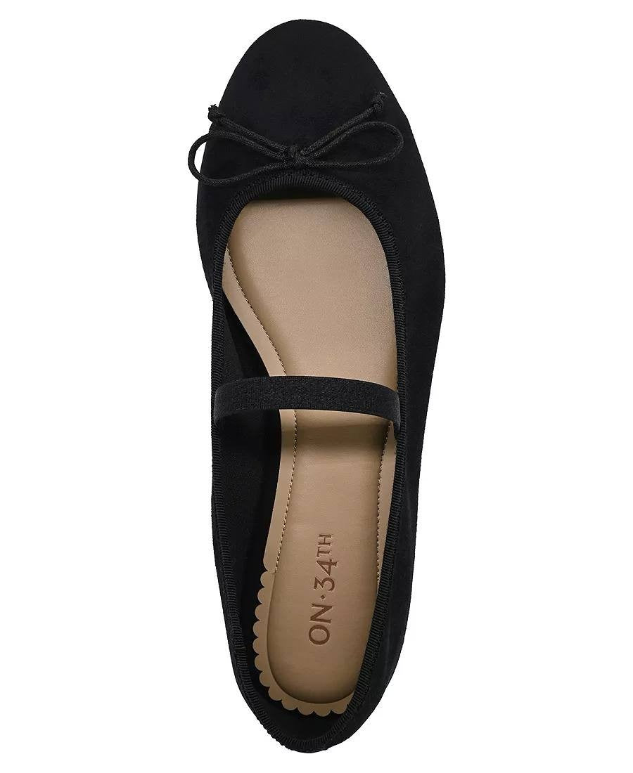 ON•34th Farrahh Flats 7M Black Fabric Sparkle Memory Foam NIB msrp$69.90