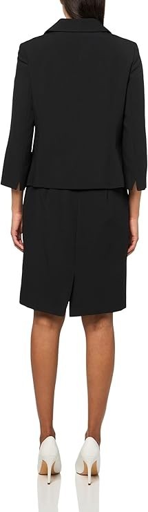 Le Suit Women’s Button Blazer Dress Suit– Black – 6P – NWT – $300