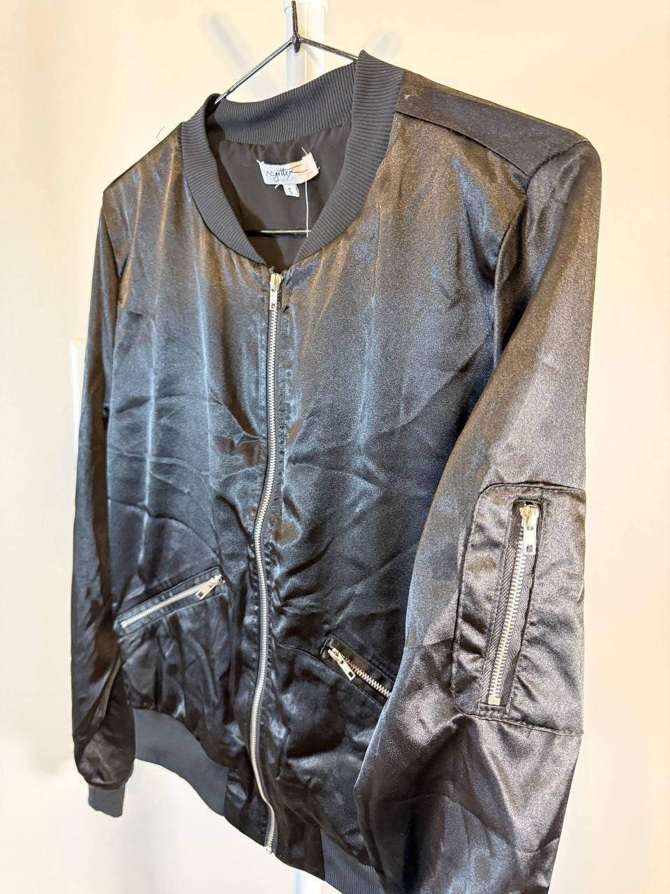 X by Gottex Satin Bomber Jacket – Black – Size 1 (Runs Small) – NWT – $39.99