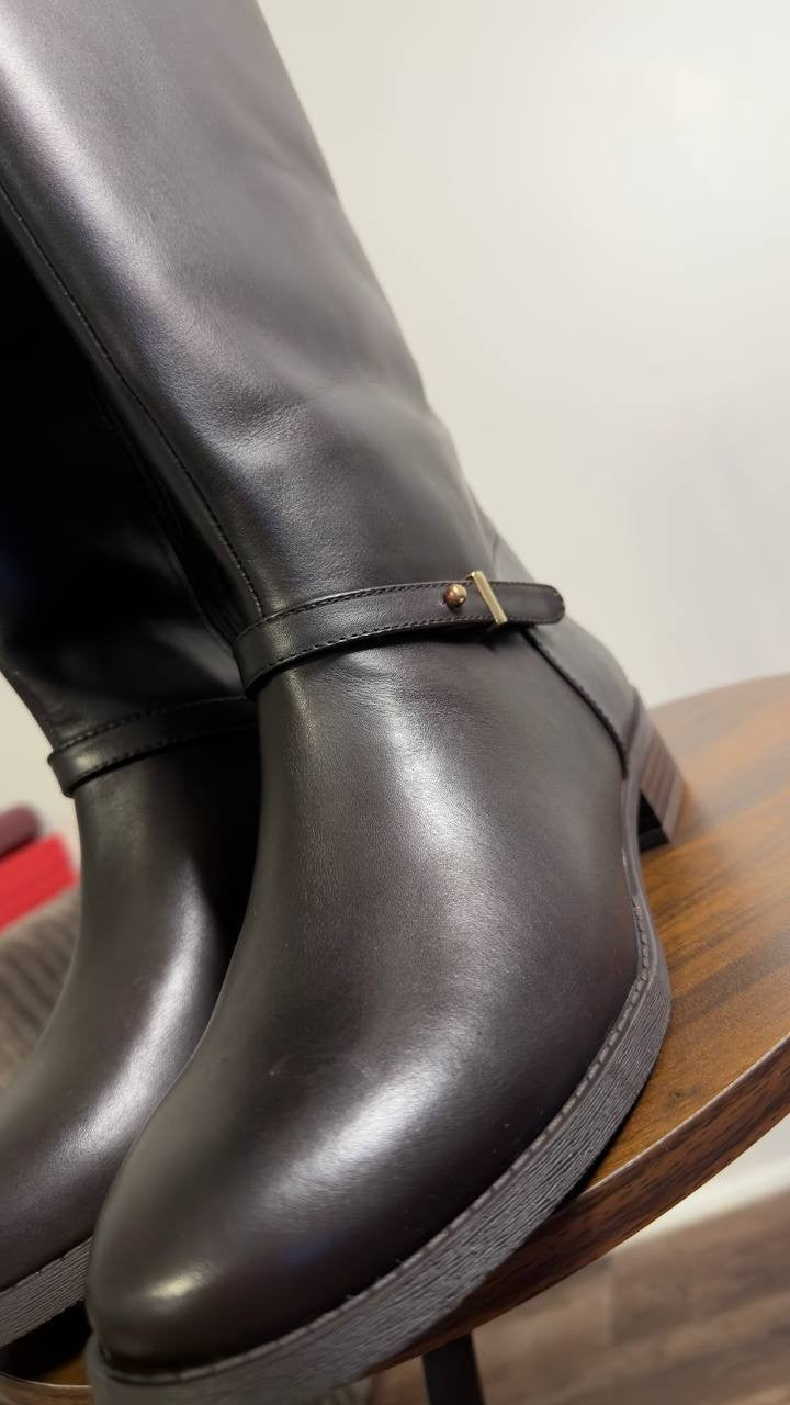 On  34th  Firesse  Riding  Boots  Chocolate  Leather  10M  New  No  Box