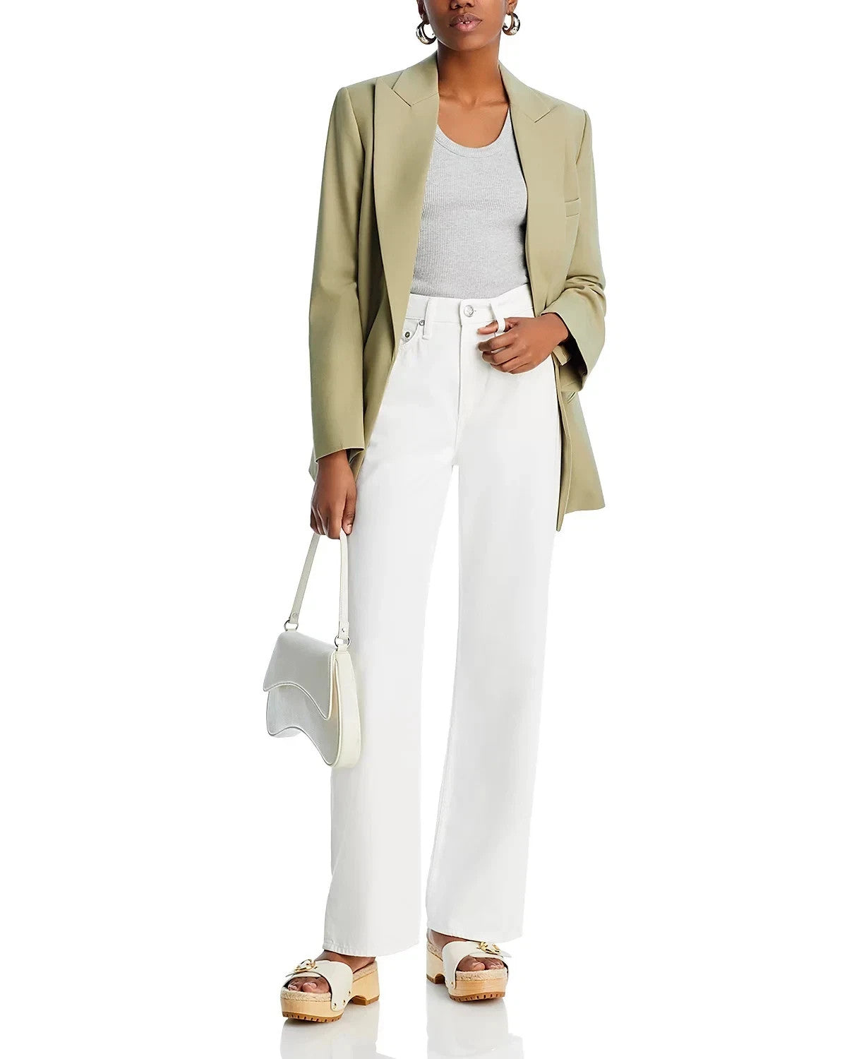 rag & bone Featherweight Logan Wide-Leg Jeans – Optic White, Size 29