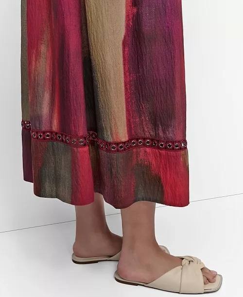 DKNY Abstract‑Print Midi Dress Red 10 NWT $159