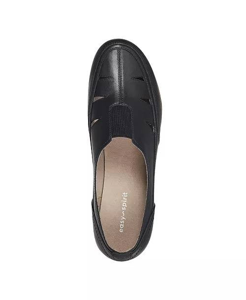 Easy Spirit Daisie Women’s Cutout Slip-On Flats Black 9.5M Leather $105 NWB