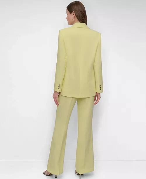 DKNY Women’s Notch Collar One Button Long Sleeve Jacket Yellow Size 14 NWOT $169