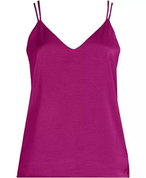Lands’ End Satin V-Neck Camisole Vivid Berry Pink S $60