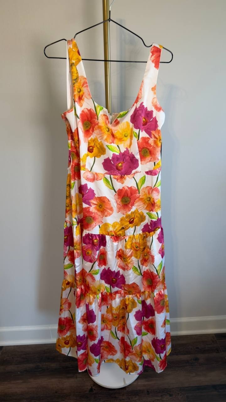 Karl Lagerfeld Floral‑Print A‑Line Dress White 6 NWT $169