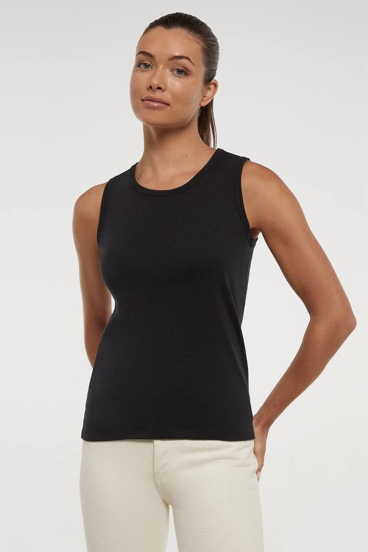 Three Dots Ribbed Crew‑Neck Tank – XL – Black – NWT – $40