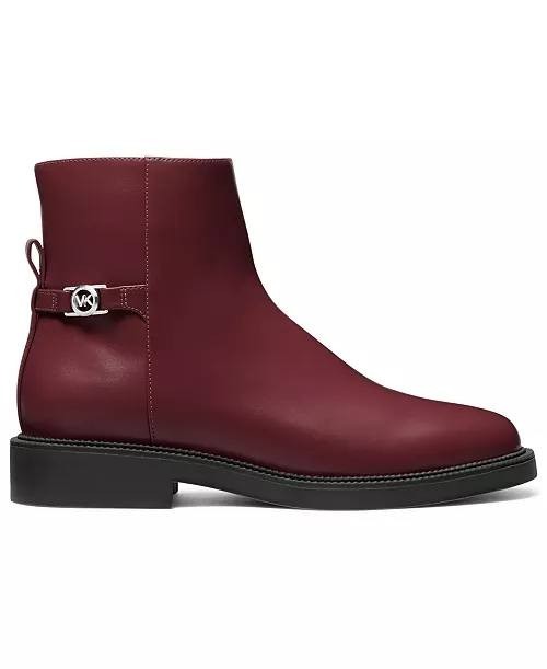 Michael Kors Oxblood Polyurethane Block Heel Booties 8.5M New w/o Box MSRP $150