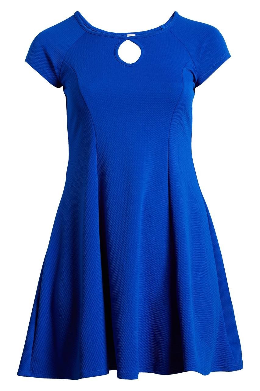 24Seven Comfort Apparel Keyhole Cutout Fit & Flare Dress Blue 3X NWT $44.99