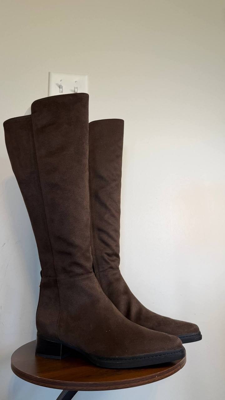 Michael Kors Lex Women’s Block Heel Boots Chocolate 11WS Polyester $175 NWB
