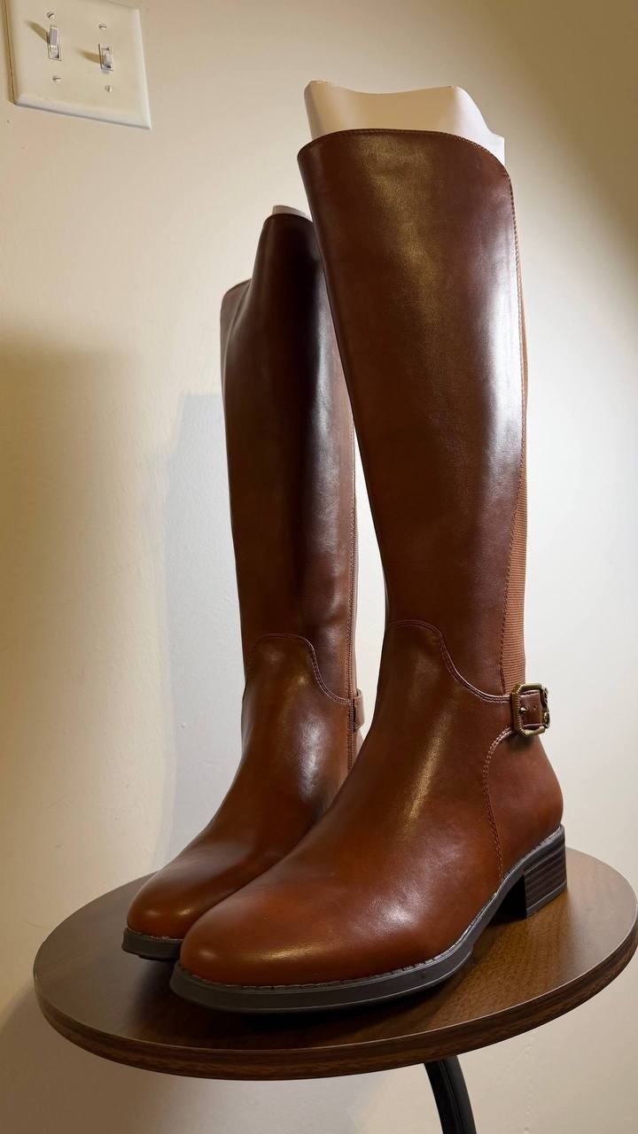 Sam & Libby Percy Boots 9 Hazelnut Man‑Made Knee‑High Riding Round Toe NIB