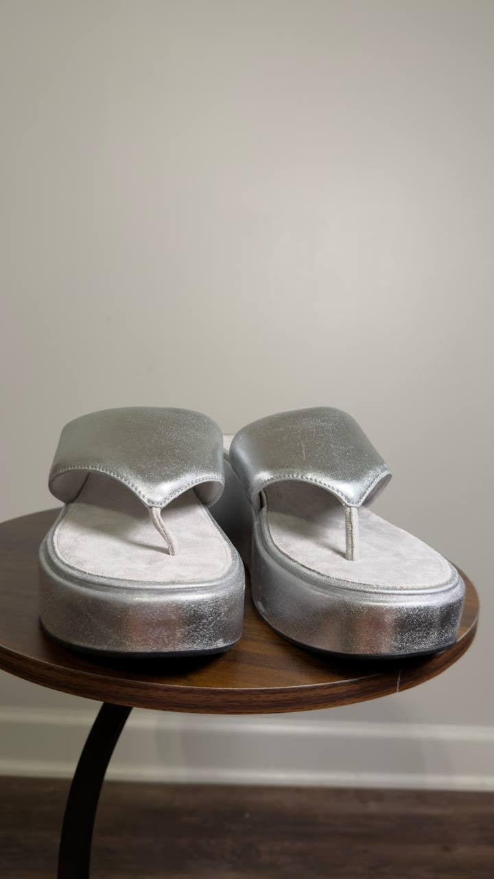 FitFlop  Platform  Wedge  Sandals  Silver  10  New  $85