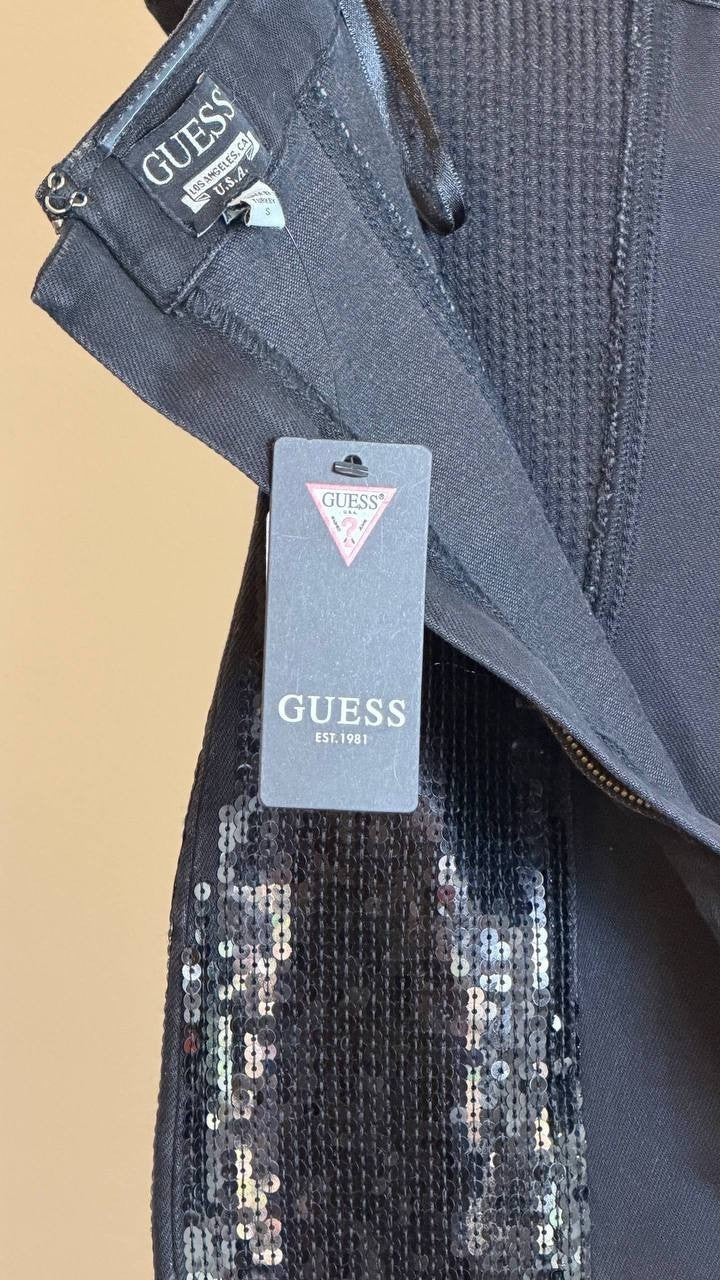 Guess Pamela Strapless Sequin Denim Dress Black Size S NWT $238