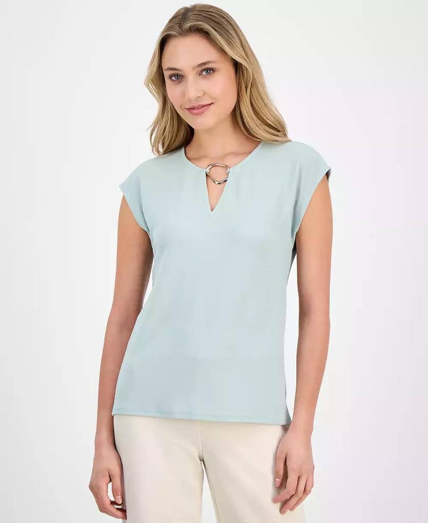 Anne Klein Soft Aloe Keyhole Blouse – Size L