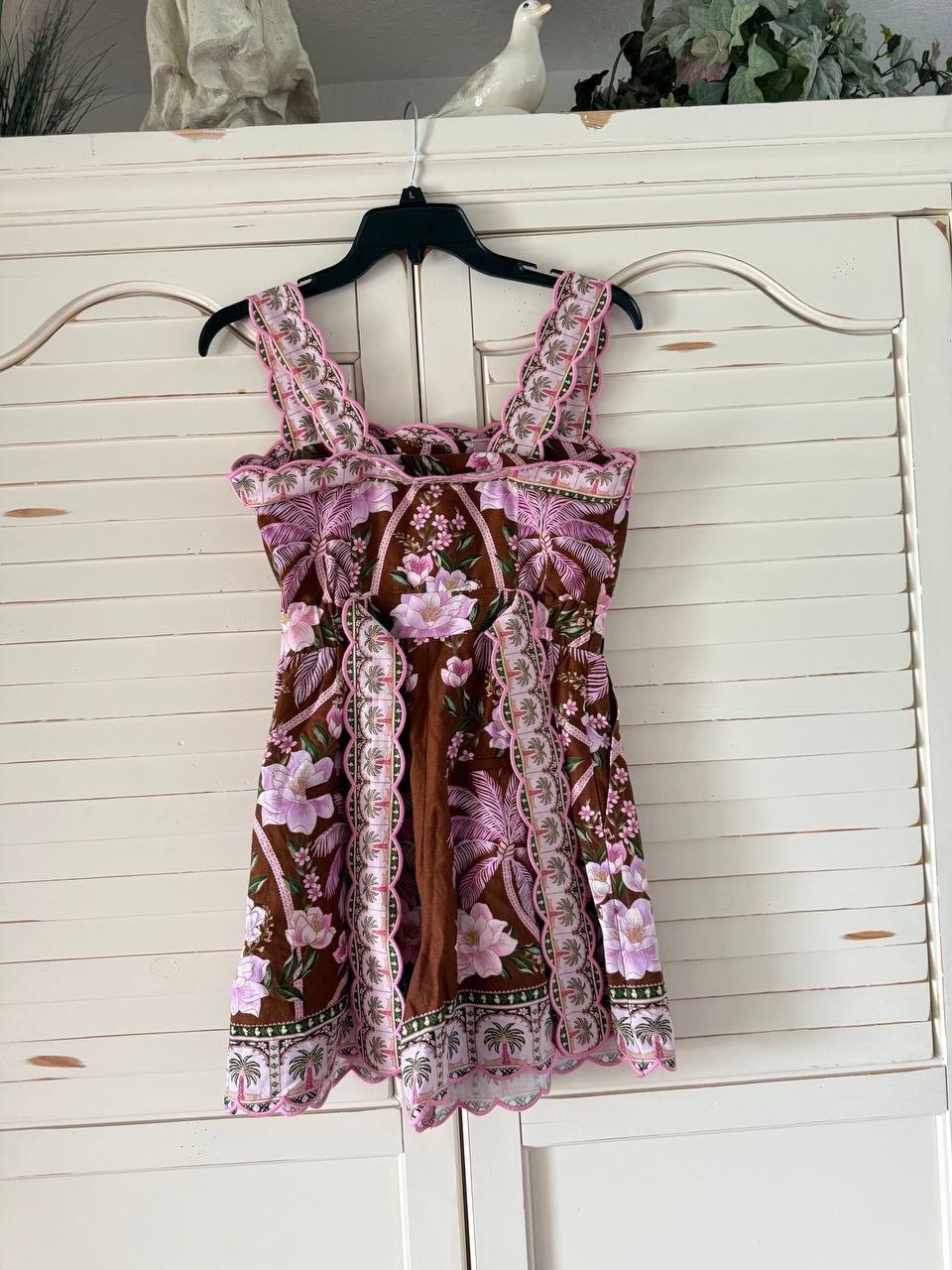 FARM Rio Palm Dream Pleated Romper XS NWT Floral Linen-Blend One-Piece